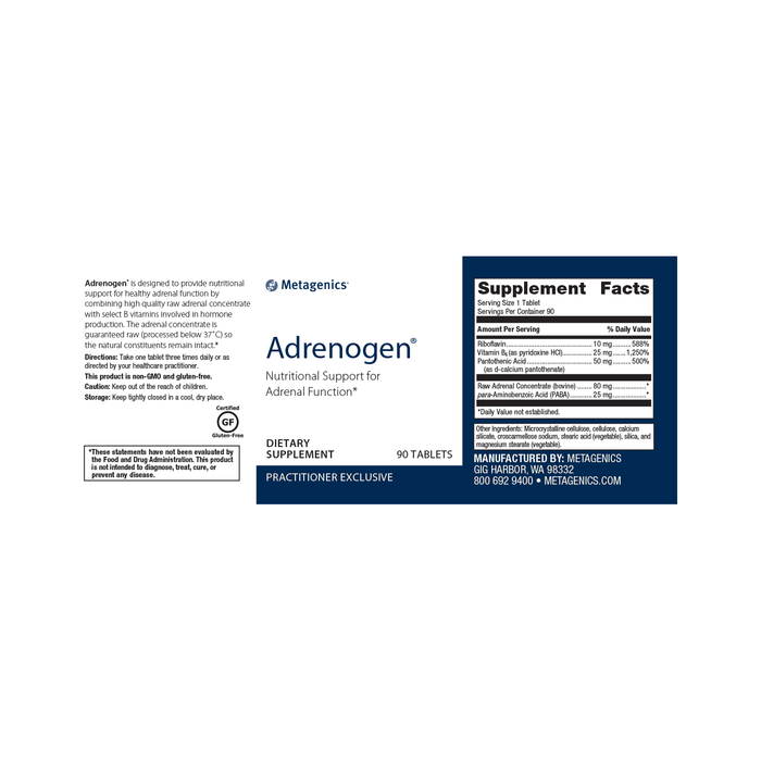 Adrenogen Tablets Ortho Molecular