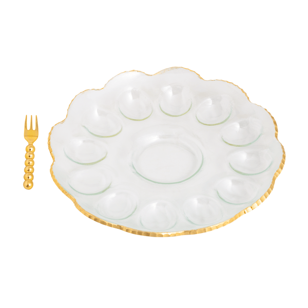 MP Gold Edge Glass Deviled Egg Tray