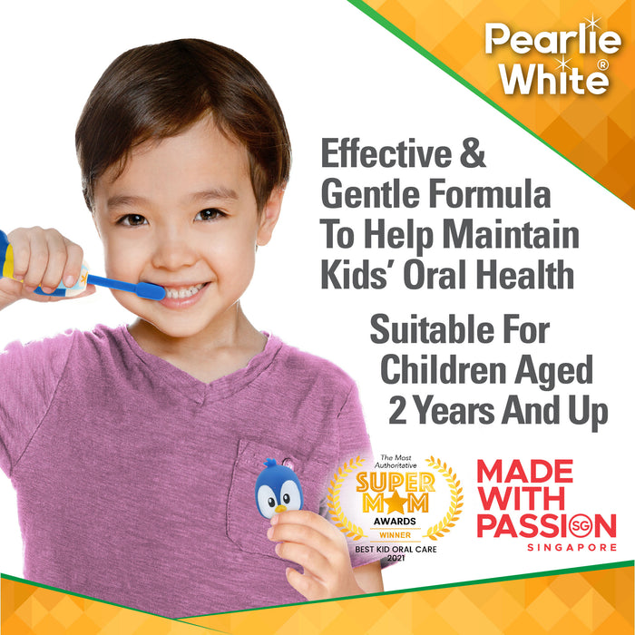Pearlie White Enamel Safe Kids’ Fluoride Toothpaste (Strawberry) 45g
