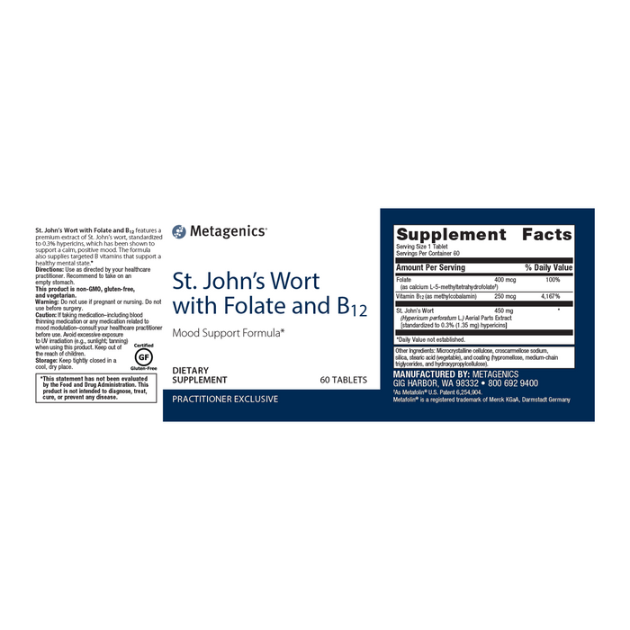 St. John's Wort W/ Floate and B12 60ct Ortho Molecular
