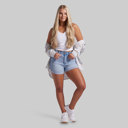 FLEX Stretchy Mom Jean Short (Light Fade Wash)