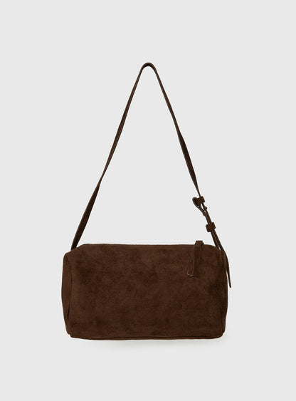 Beaming Brighter Faux Suede Shoulder Bag Chocolate