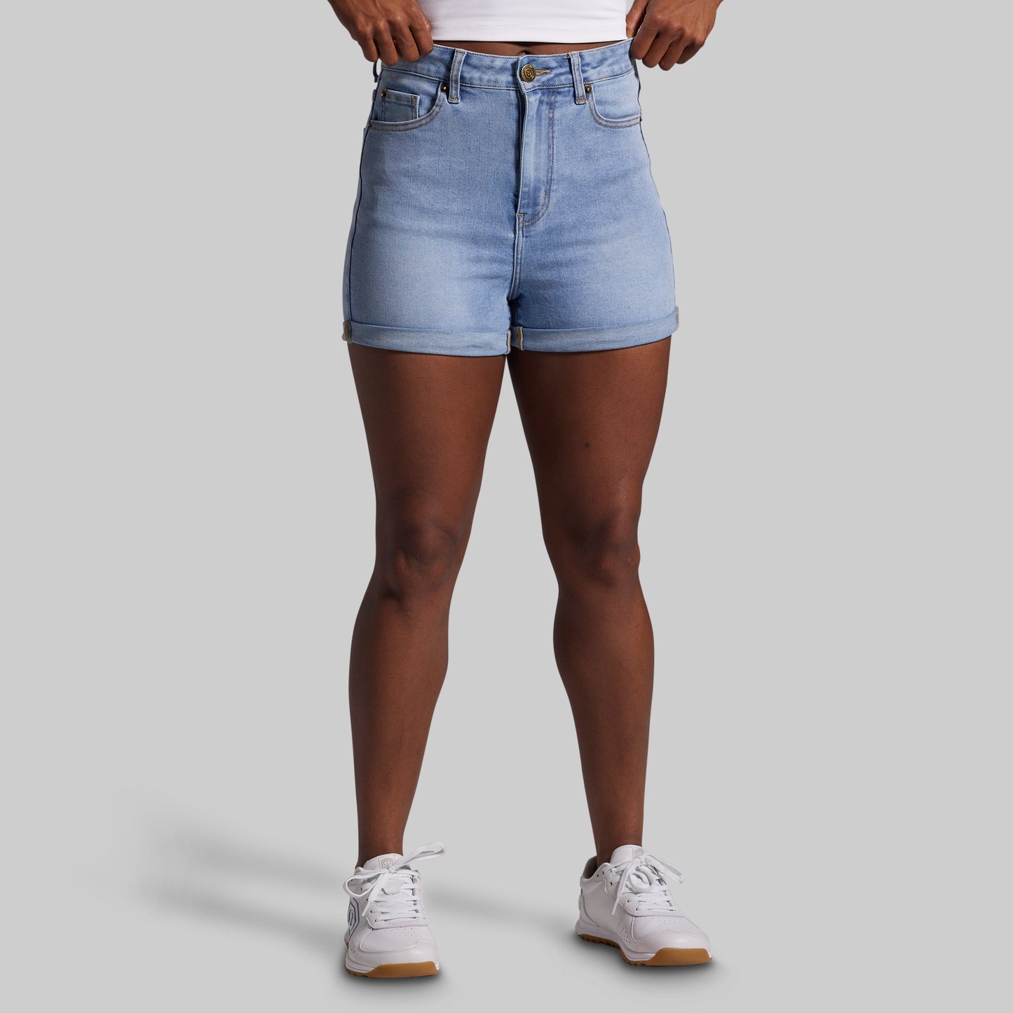 FLEX Stretchy Mom Jean Short (Pebble Blue)