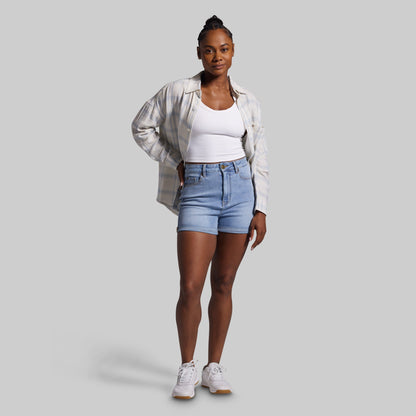 FLEX Stretchy Mom Jean Short (Pebble Blue)