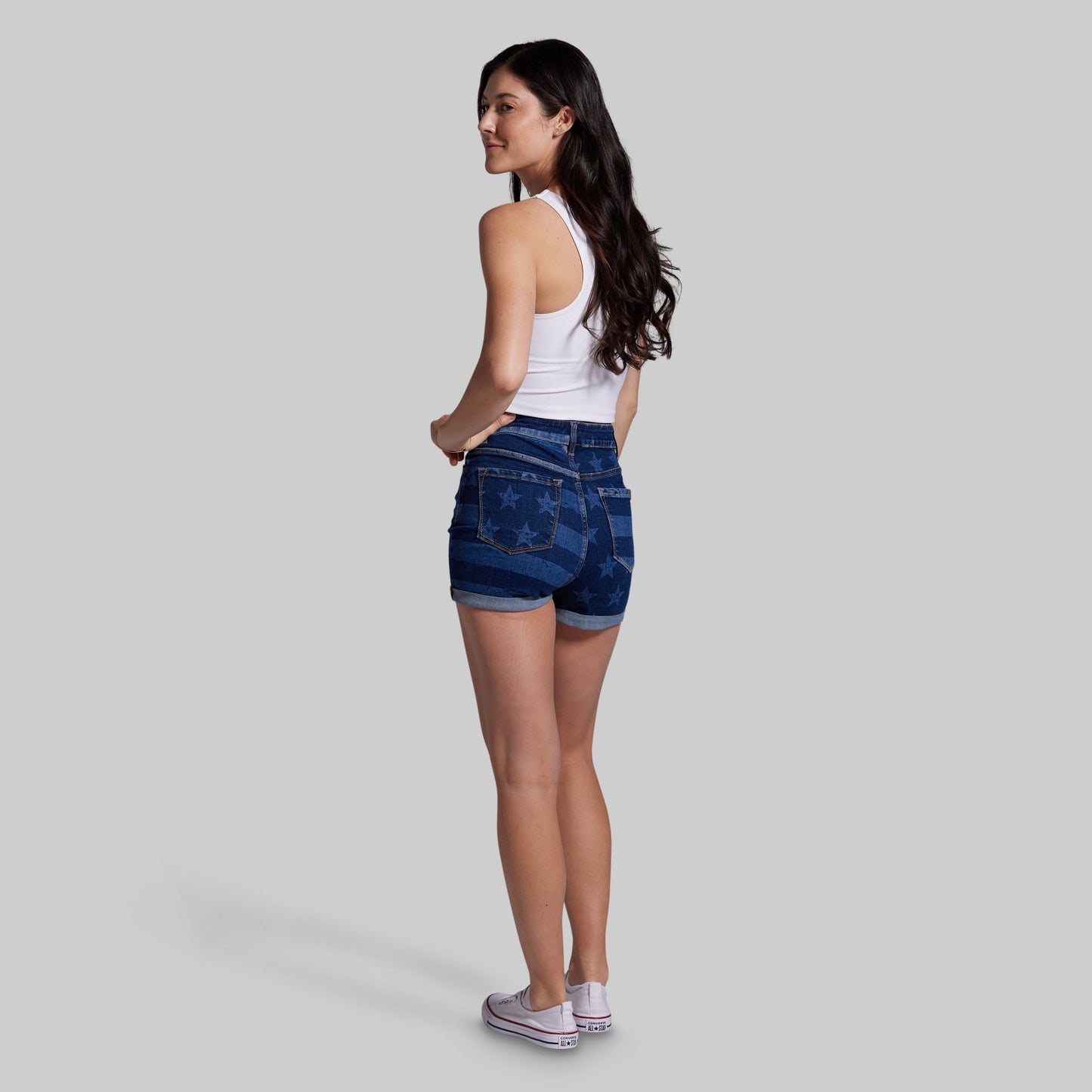 FLEX Stretchy Mom Jean Short (Dark Americana)