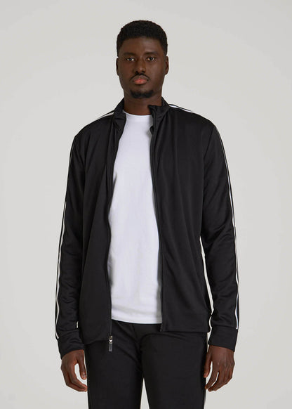Athletic Stripe Jacket for Tall Men in Black-White Stripe