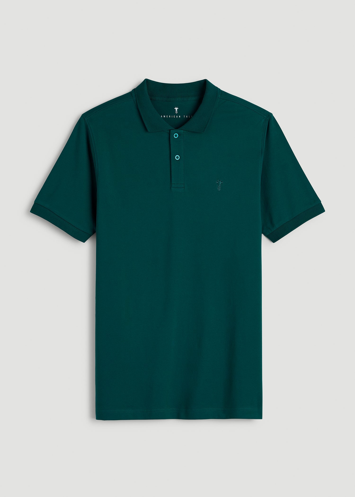 Classic Polo with Embroidered Logo for Tall Men in Deep Teal