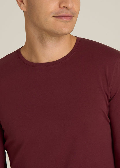 Essential Tees Slim Fit Long Sleeve Tee for Tall Men in Tawny Port