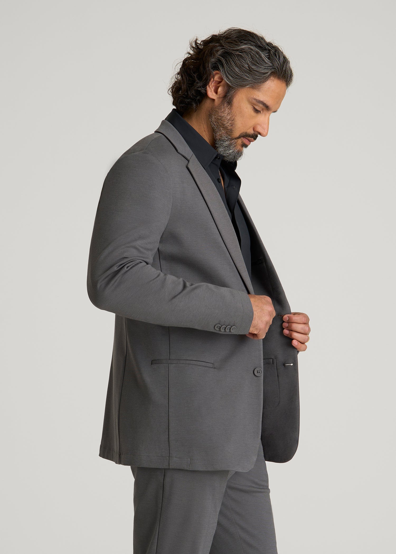 Flex Tech Suit Jacket for Tall Men in Slate Nailhead