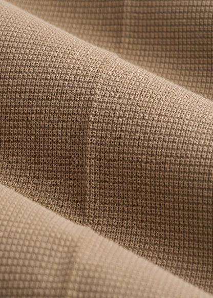 Textured Garment Washed Stretch Cotton Suit Pants for Tall Men in Desert Khaki