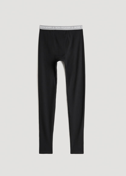 LJ&S Long Thermal Underwear for Tall Men in Black