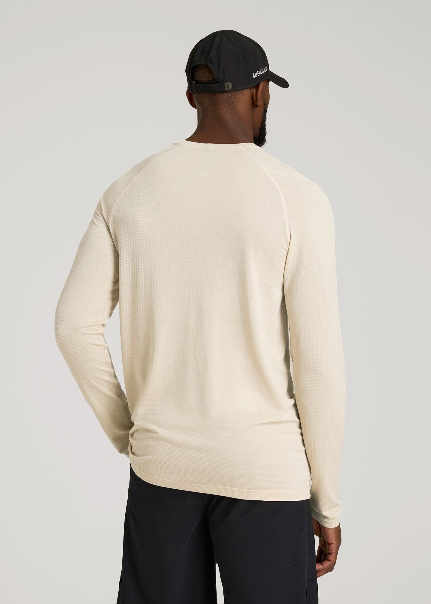 Long Sleeve Vented Training Top for Tall Men in Vanilla Latte