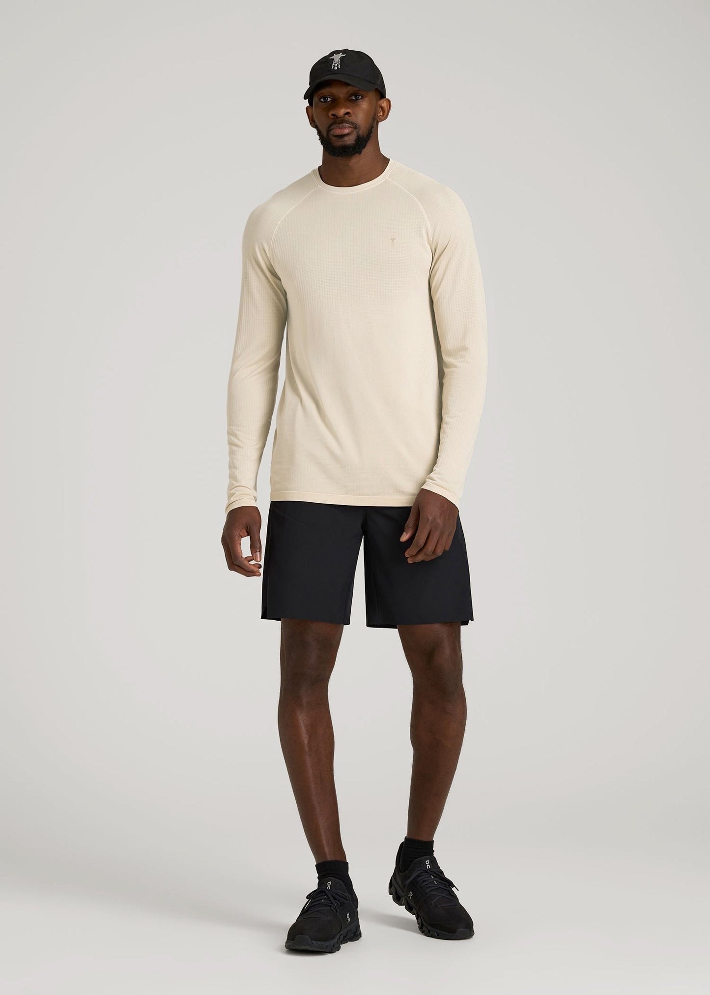 Long Sleeve Vented Training Top for Tall Men in Vanilla Latte