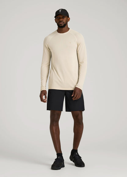 Long Sleeve Vented Training Top for Tall Men in Vanilla Latte