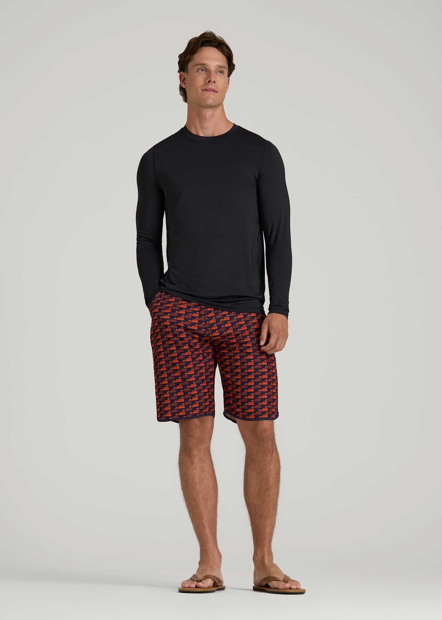 Long Sleeve UPF 50 Rash Guard for Tall Men in Black
