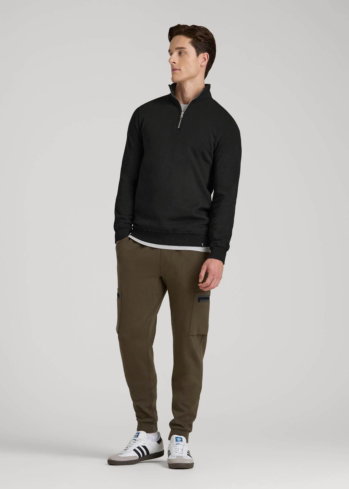 Wearever Fleece Quarter-Zip Sweatshirt for Tall Men in Black