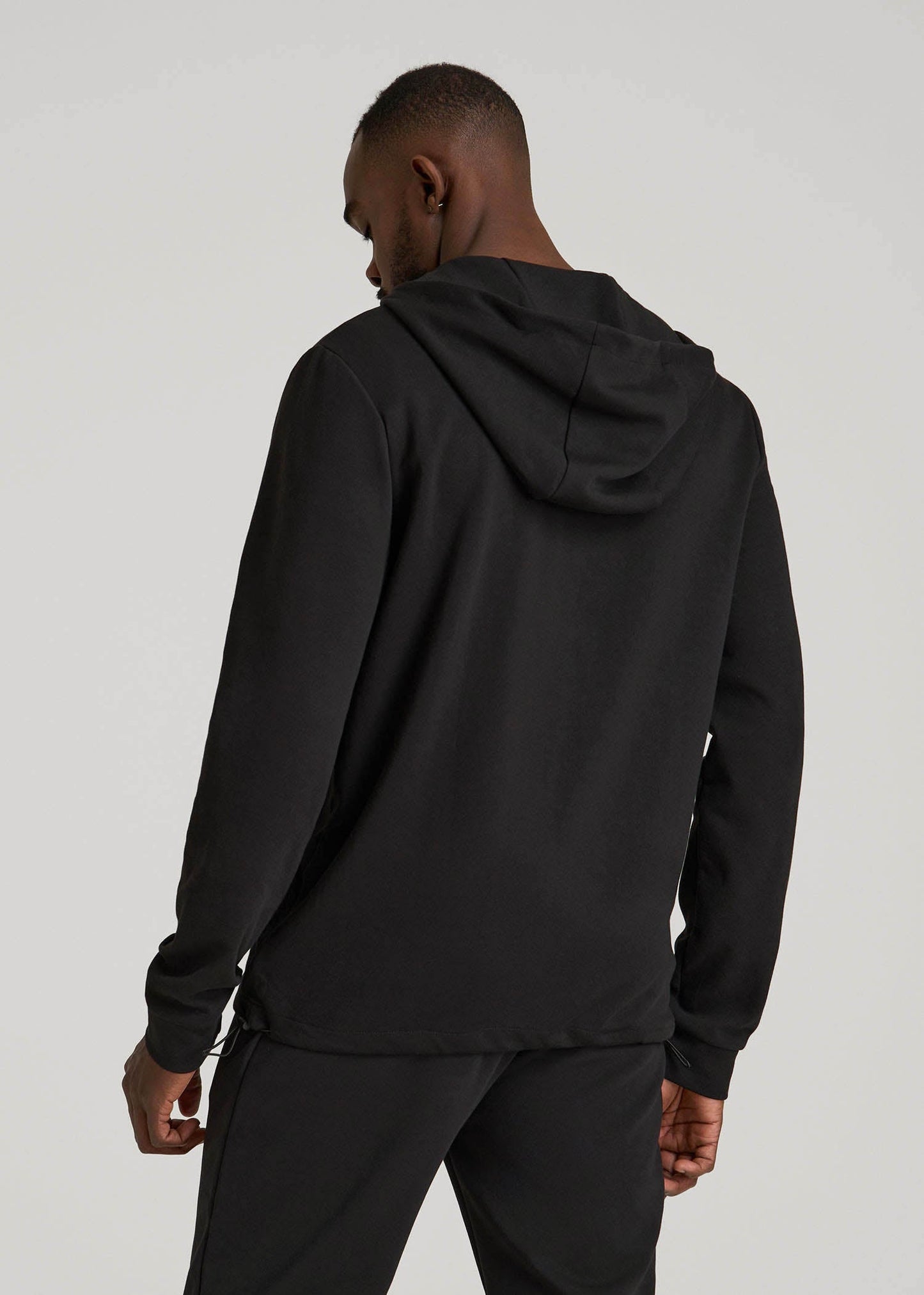 Tech-Knit Long Track Jacket for Tall Men in Black