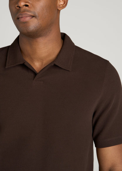 Micro Waffle Polo for Tall Men in Espresso