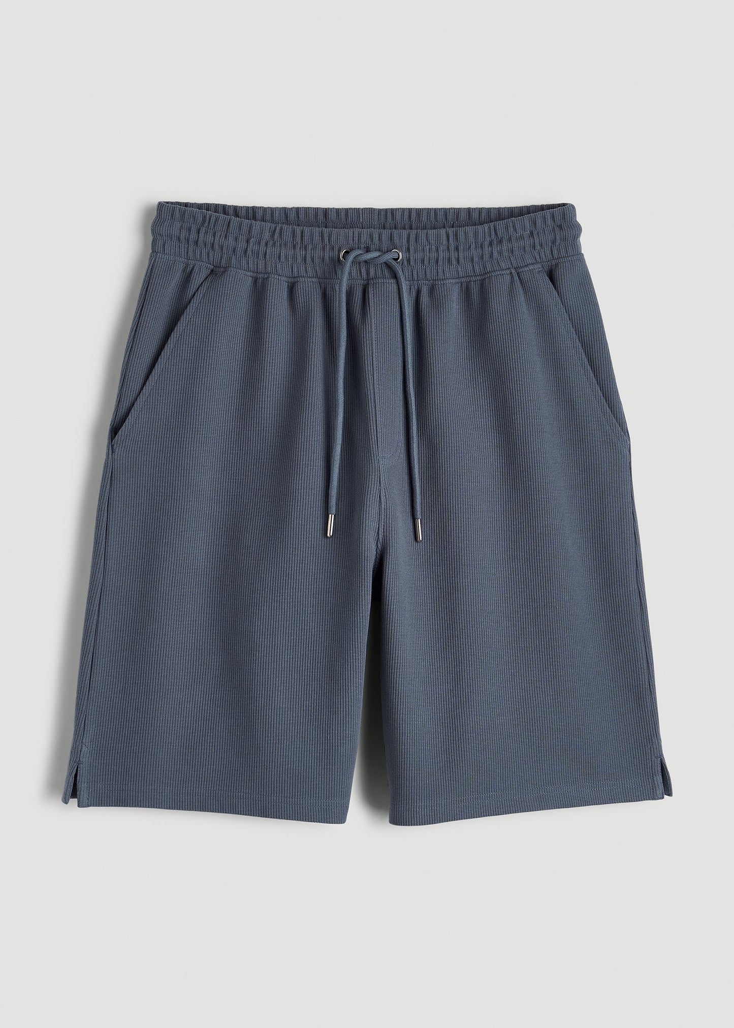 Micro Waffle Short for Tall Men in Grey Blue