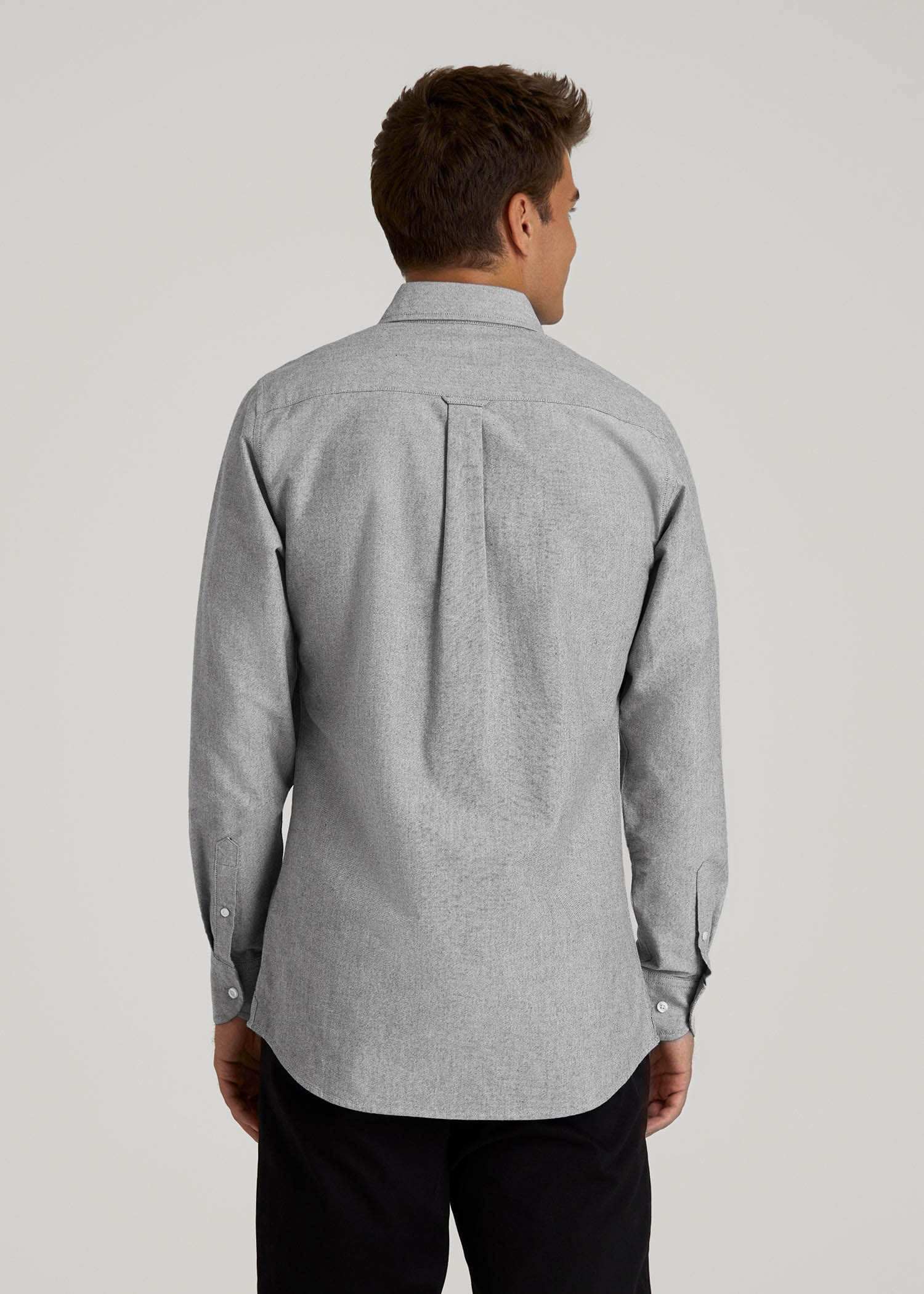 Oxford Cloth Button Down Shirt for Tall Men in Formal Grey