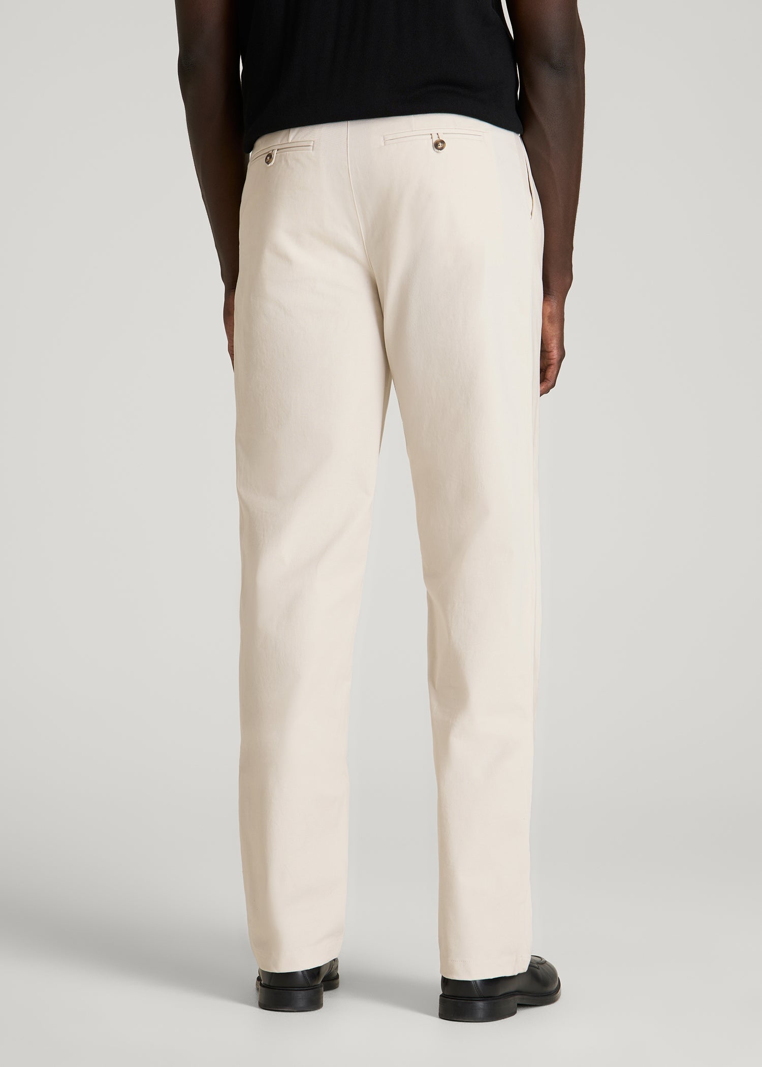 Stretch Commuter Pleated Chino for Tall Men in White Sand