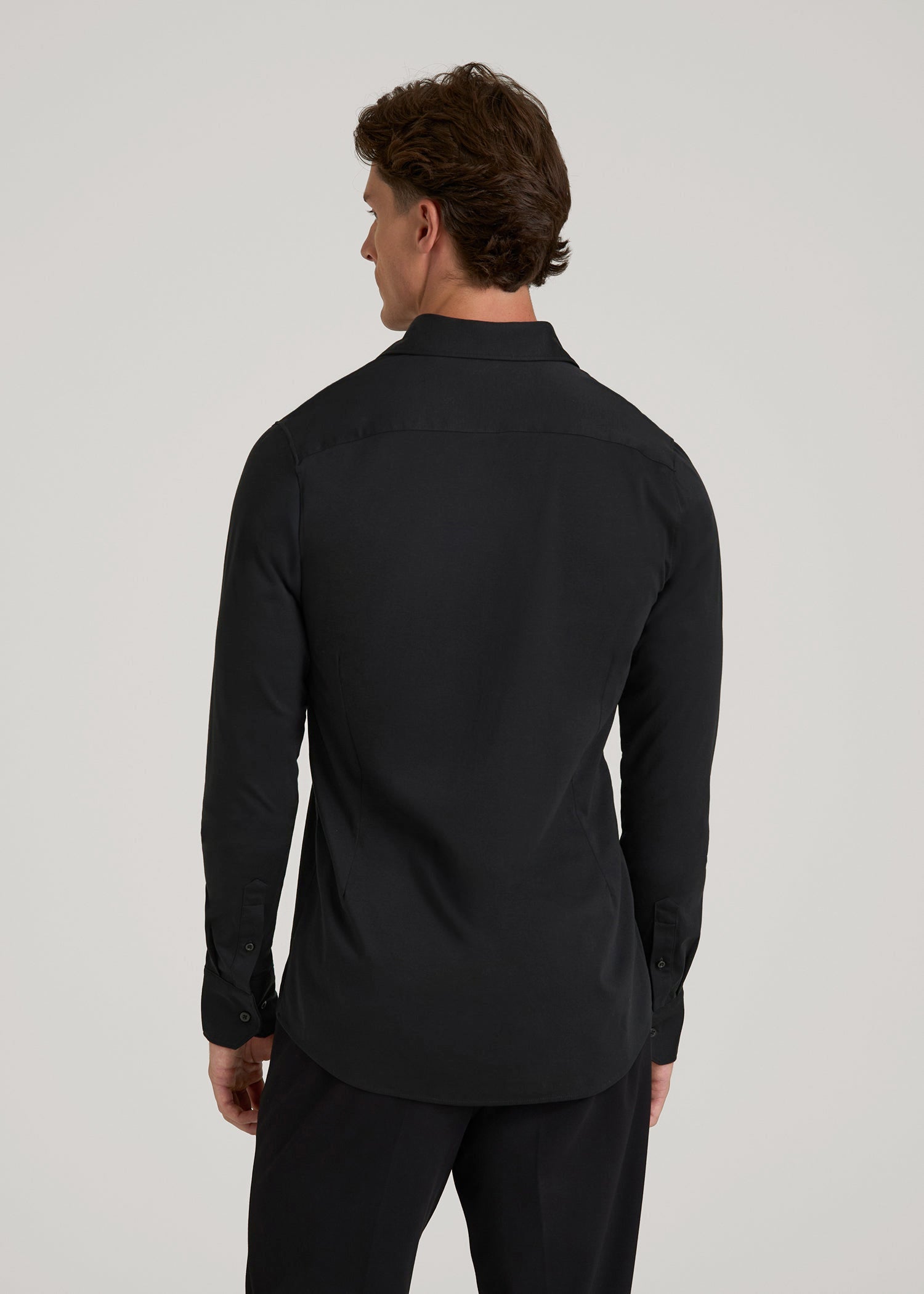 Stretch Jersey Dress Shirt for Tall Men in Black