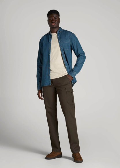 Stretch Twill SLIM-FIT Cargo Pants for Tall Men in Camo Green