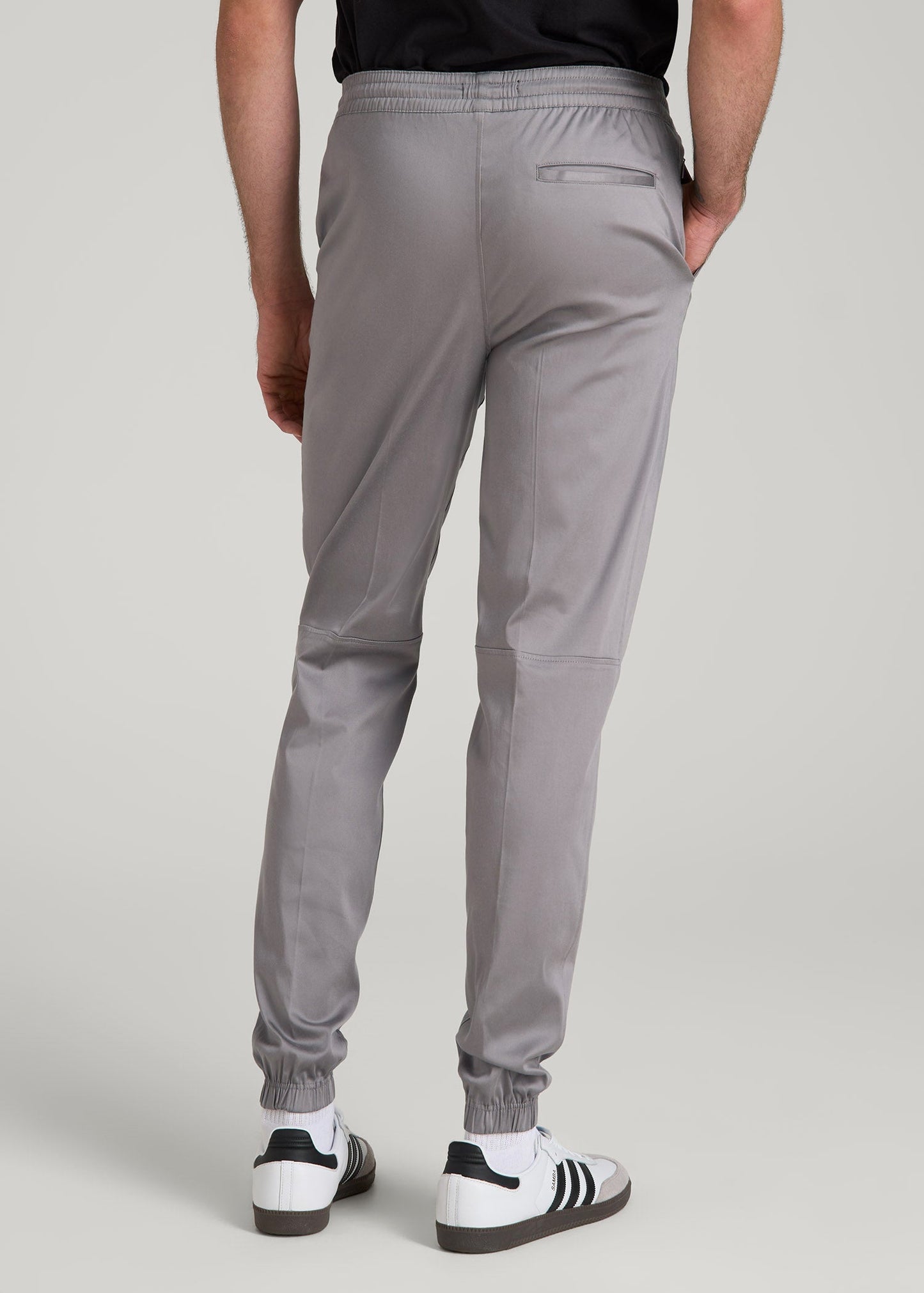 Stretch Twill Jogger Pants for Tall Men in Owl Grey