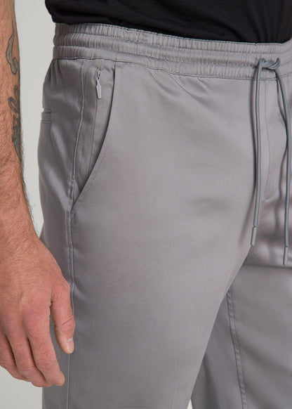 Stretch Twill Jogger Pants for Tall Men in Owl Grey