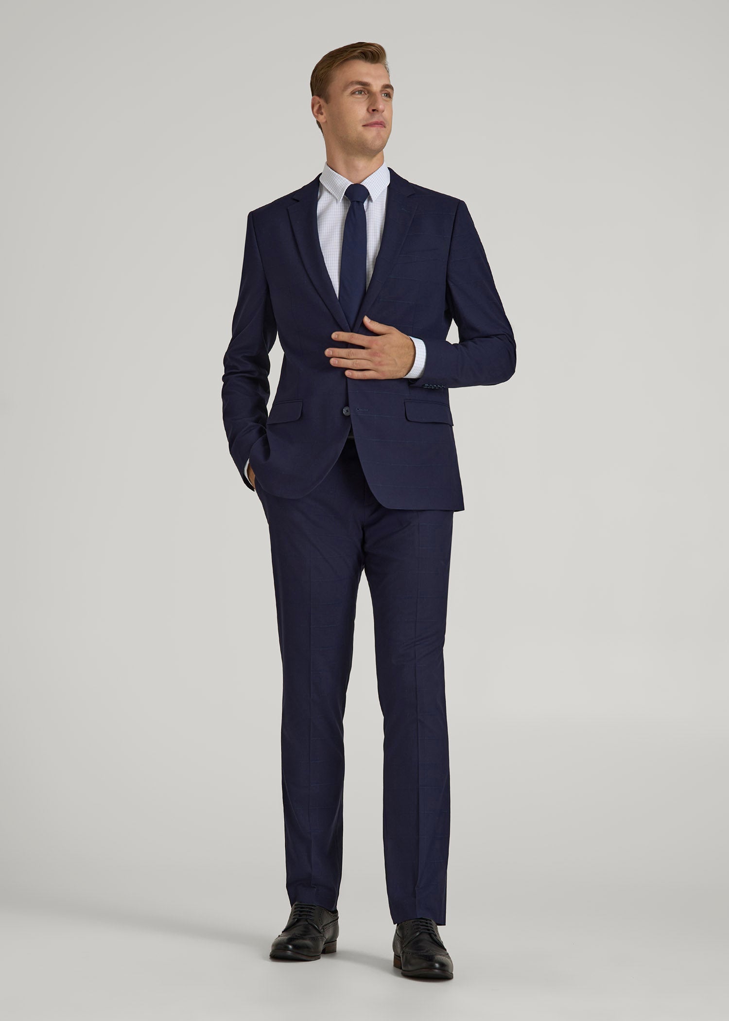 Suit Jacket for Tall Men in Blue Windowpane