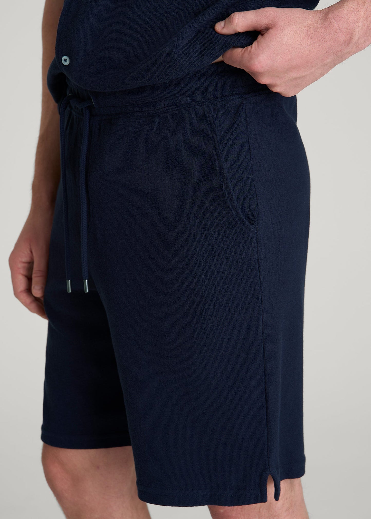 Terry Cotton Pull-On Shorts for Tall Men in Patriot Blue