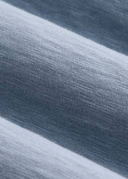 Three-Button Long Sleeve Slub Henley for Tall Men in Chambray