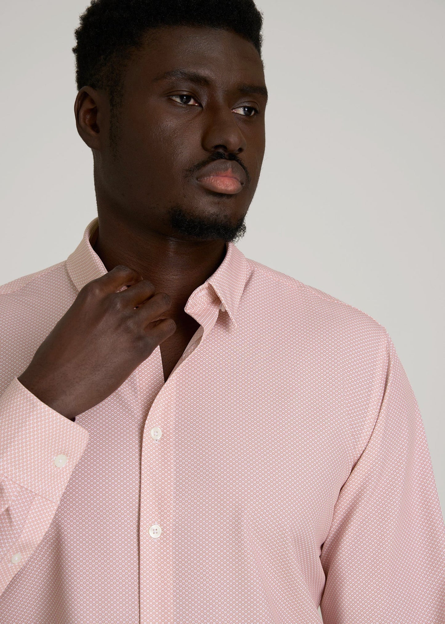 Traveler Stretch Dress Shirt in Light Orange Geometric