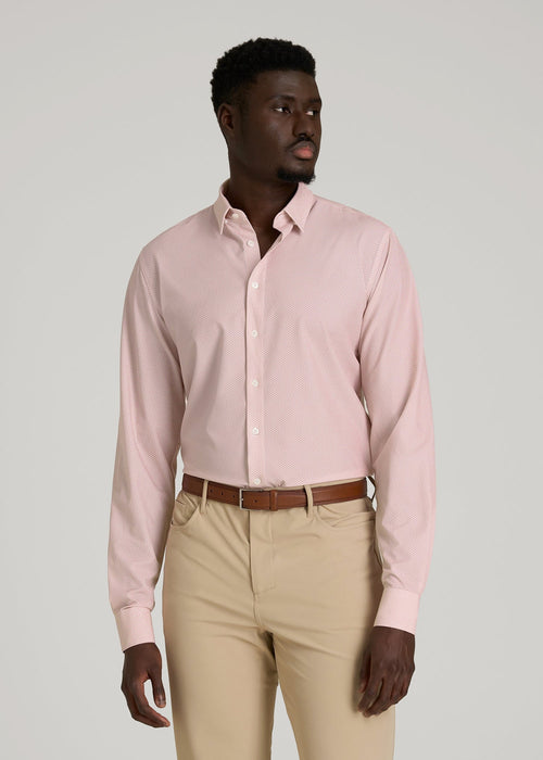 Traveler Stretch Dress Shirt in Light Orange Geometric