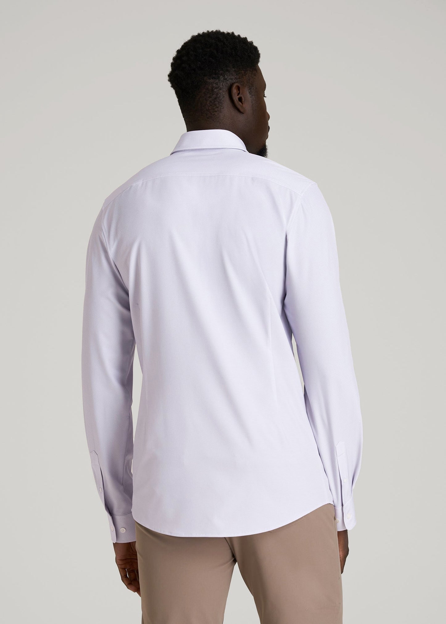 Traveler Stretch Dress Shirt in Light Violet Geometric
