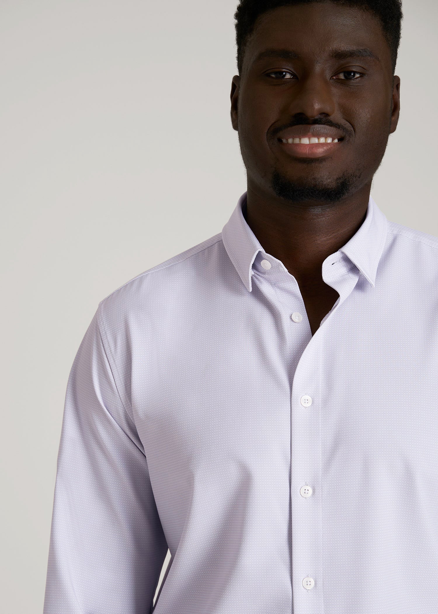 Traveler Stretch Dress Shirt in Light Violet Geometric