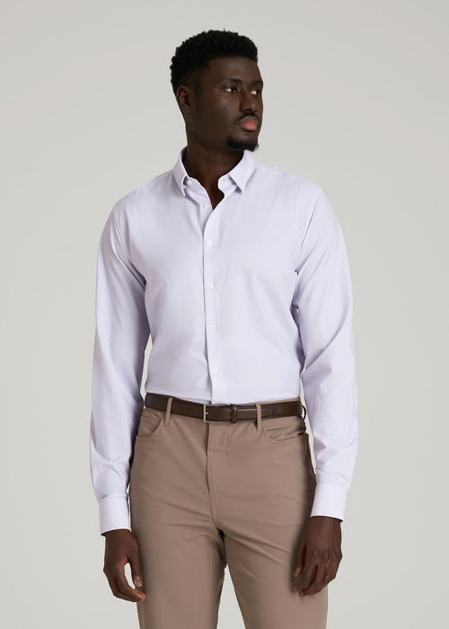 Traveler Stretch Dress Shirt in Light Violet Geometric