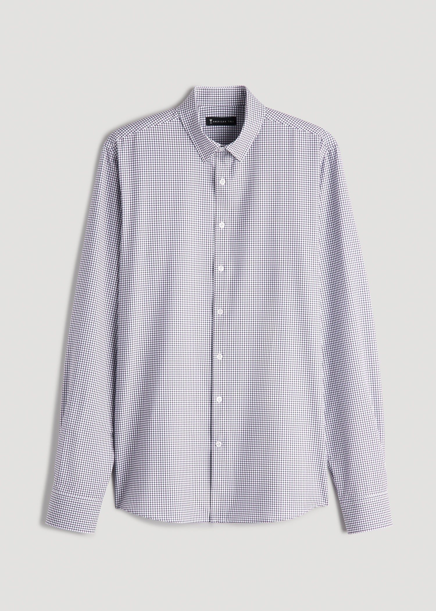 Traveler Stretch Dress Shirt in Plum and Black Grid