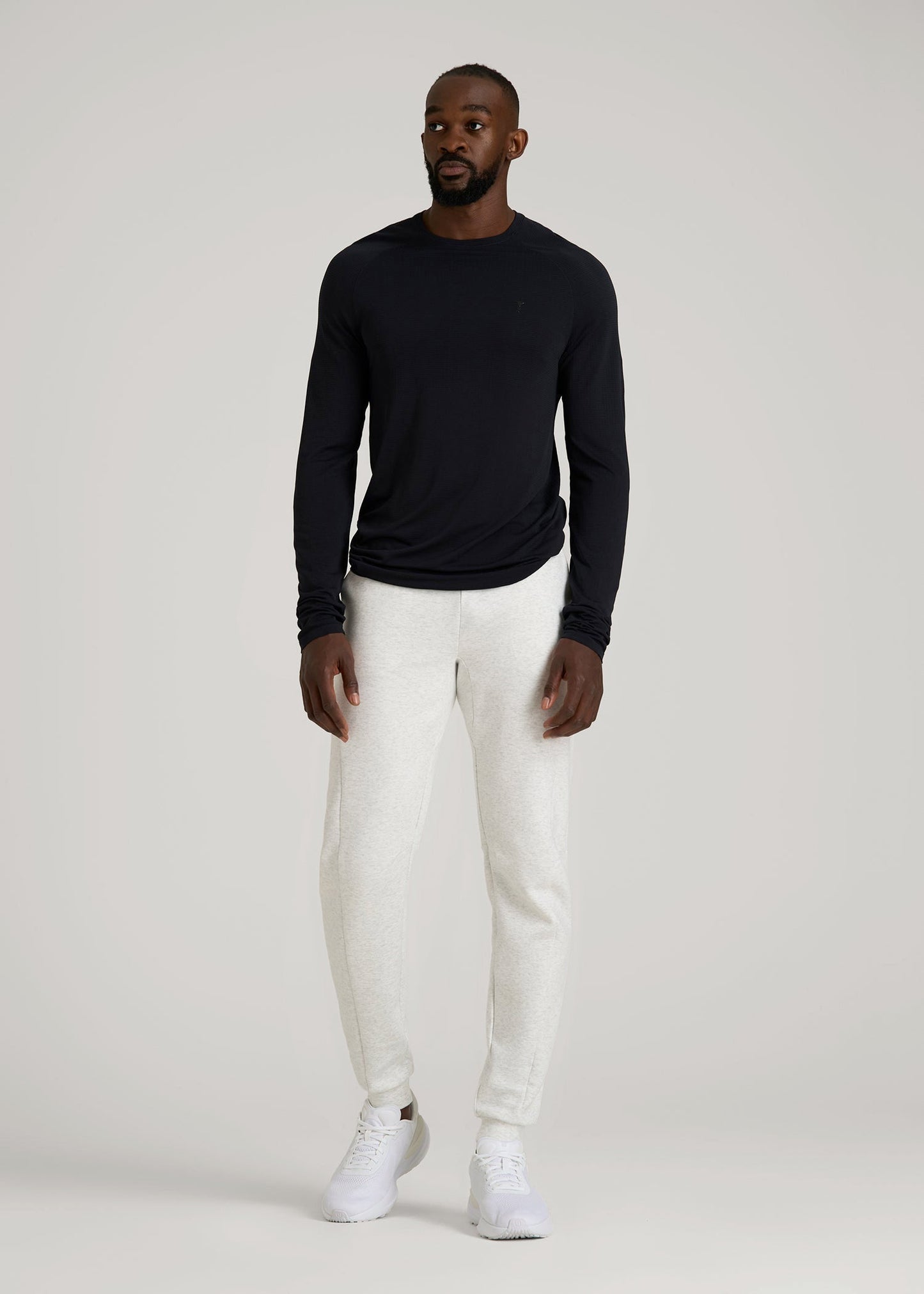 Tech Motion Fleece Joggers for Tall Men in Heather Frost