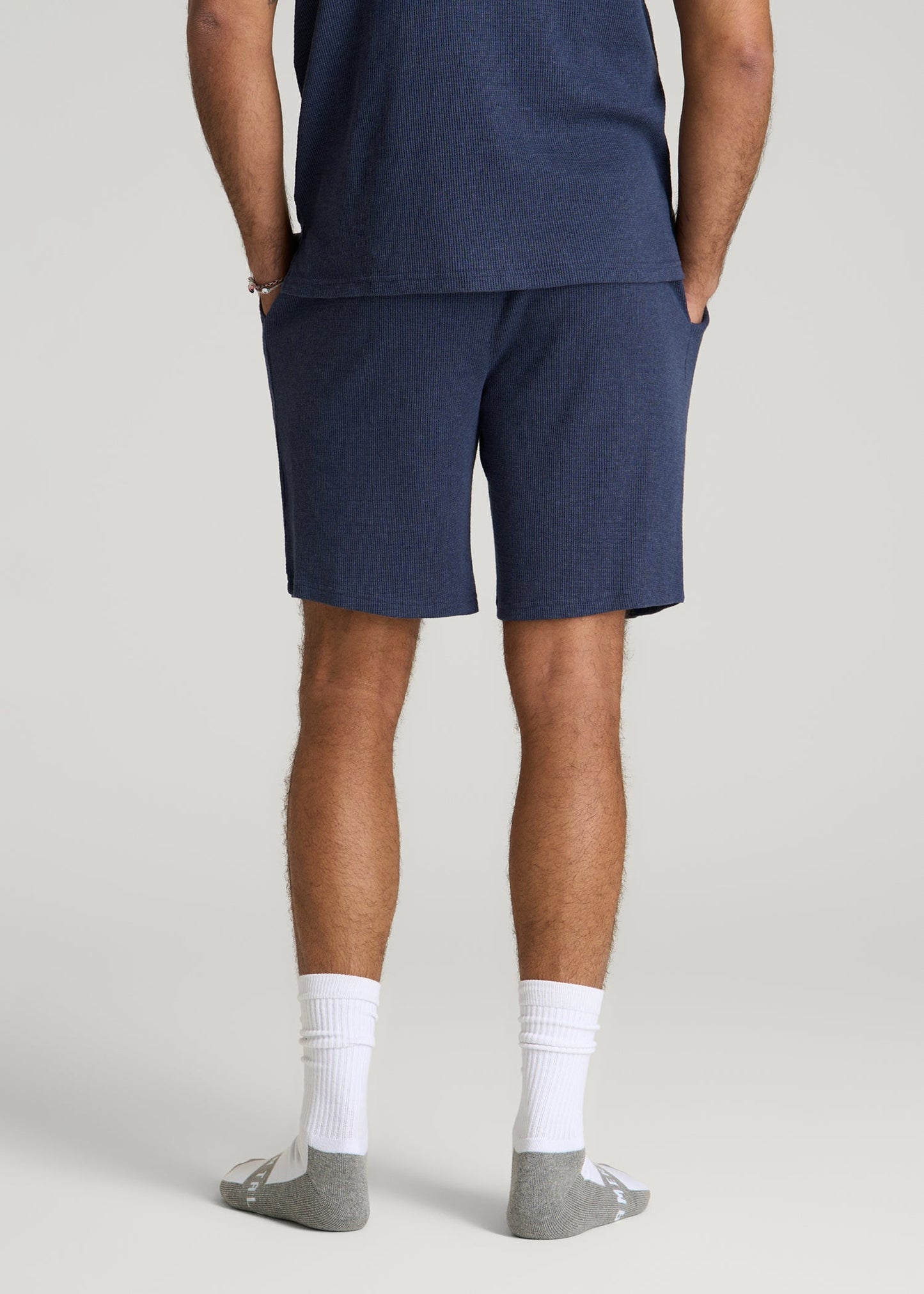Waffle Lounge Shorts for Tall Men in Navy Blue
