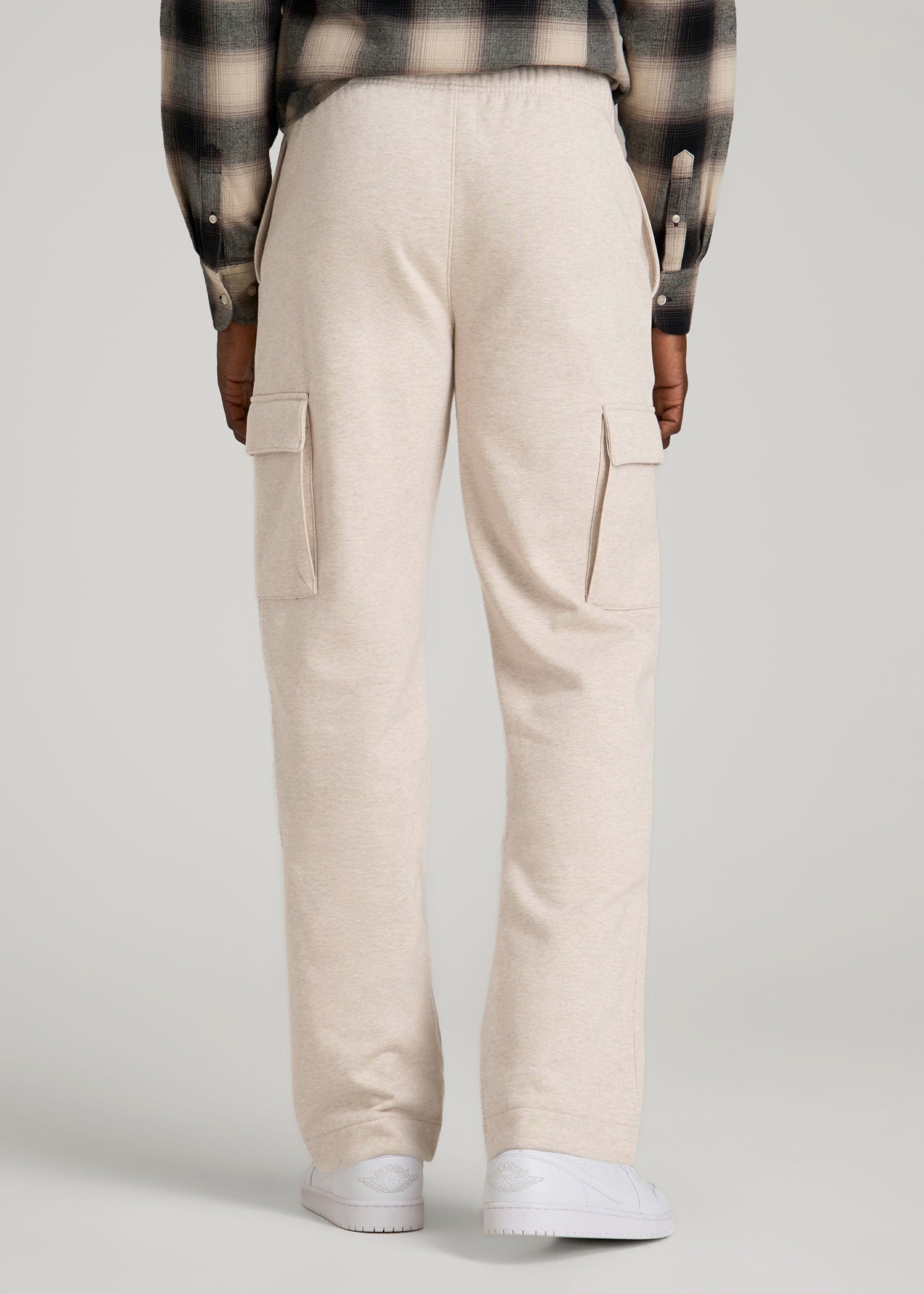 Wearever Fleece Straight Leg Cargo Sweatpant for Tall Men in Oatmeal Mix