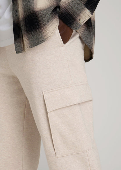 Wearever Fleece Straight Leg Cargo Sweatpant for Tall Men in Oatmeal Mix