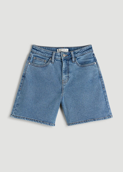 Stretch Denim Shorts for Tall Women in Perfect Blue
