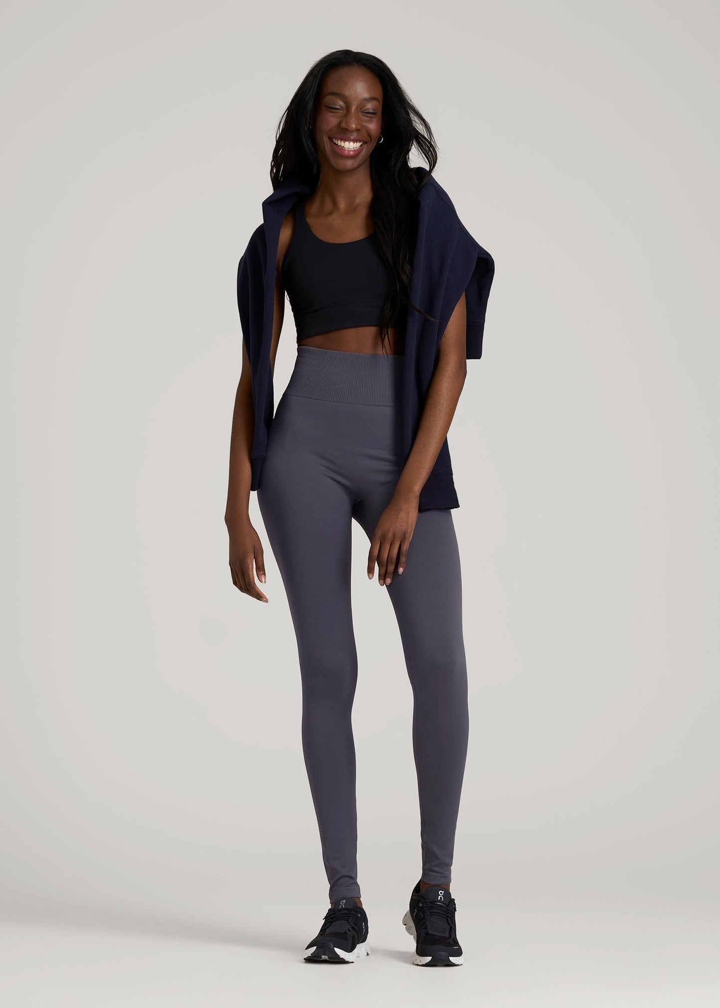 Compression Training Leggings for Tall Women in Periscope Grey