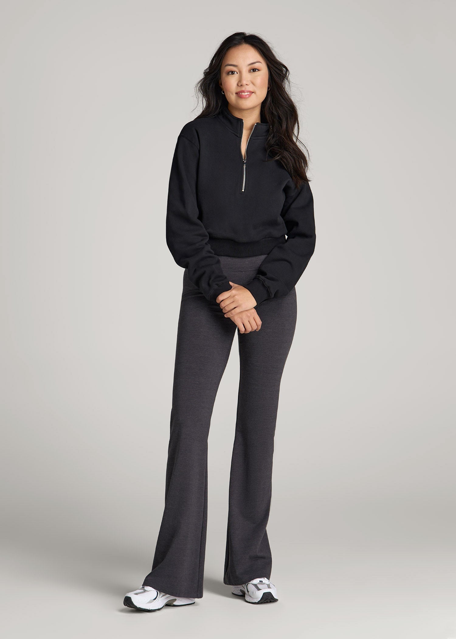 Cotton Flare Leggings for Tall Women in Shadow Grey Mix