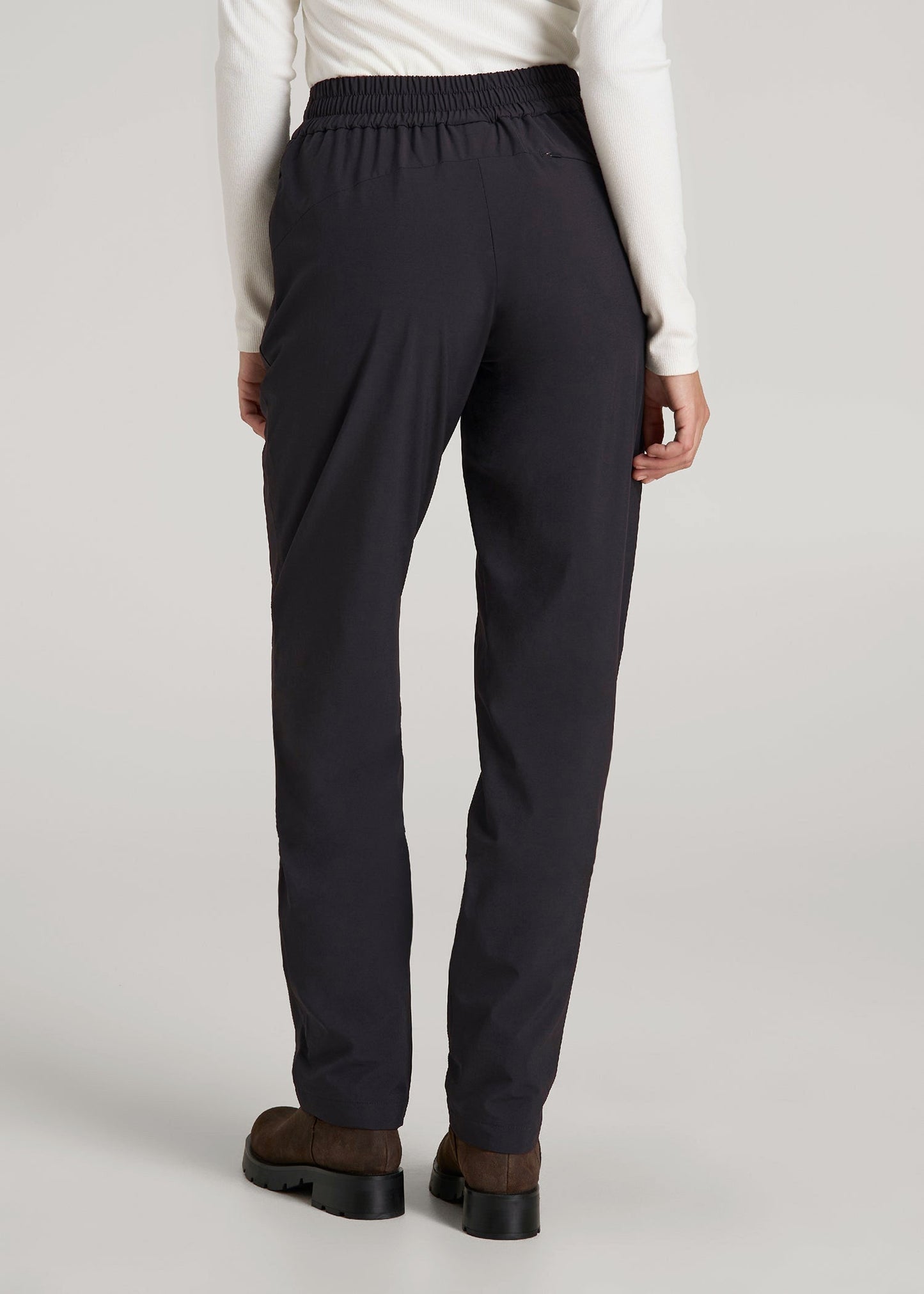 Pull On Fleece Lined Trouser Pants for Tall Women in Black