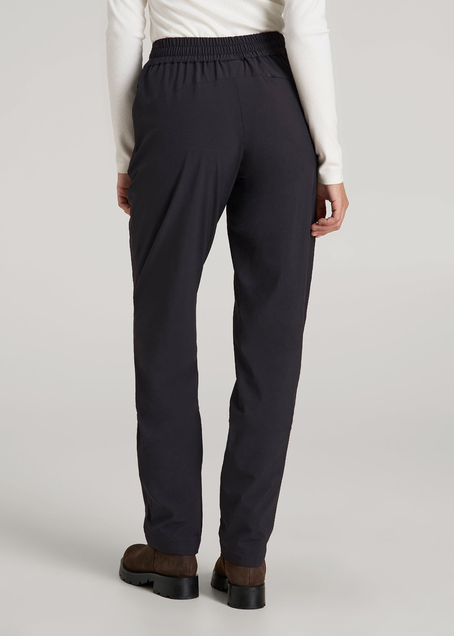 Pull On Fleece Lined Trouser Pants for Tall Women in Black