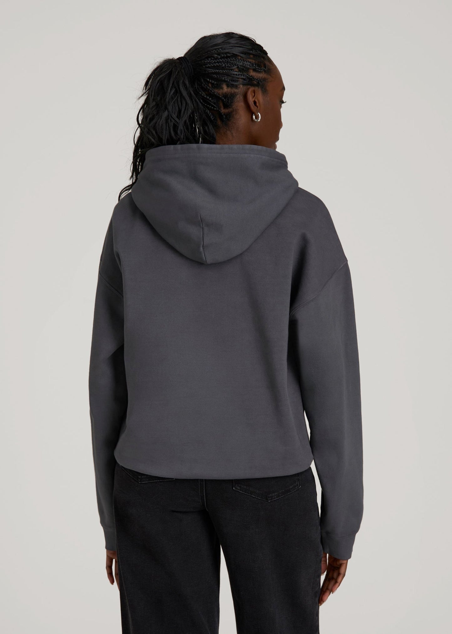 Garment Dyed Hoodie for Tall Women in Charcoal Rinse