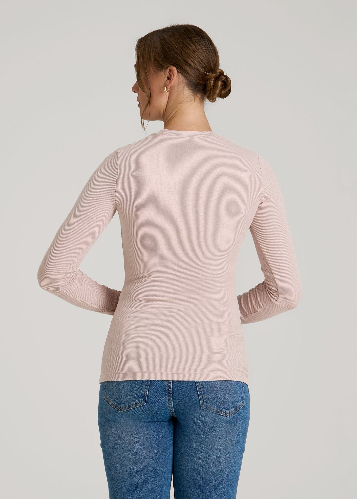 FITTED Ribbed Long Sleeve Tee for Tall Women in Desert Rose