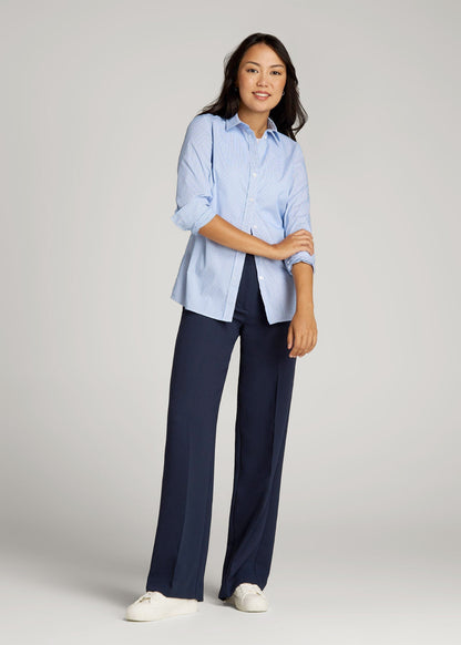 Pleated WIDE Leg Dress Pants for Tall Women in Navy